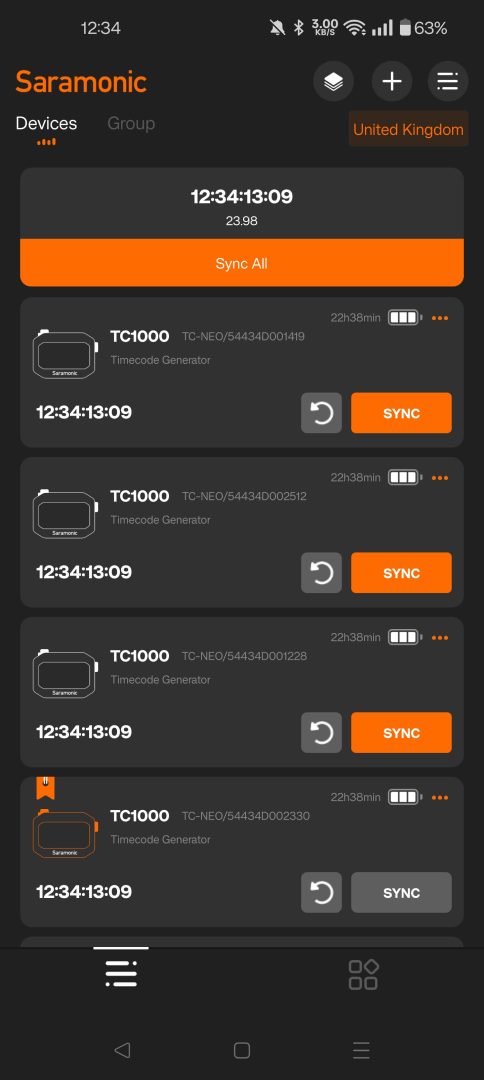 Sync up all of your TC-NEO devices in one click.