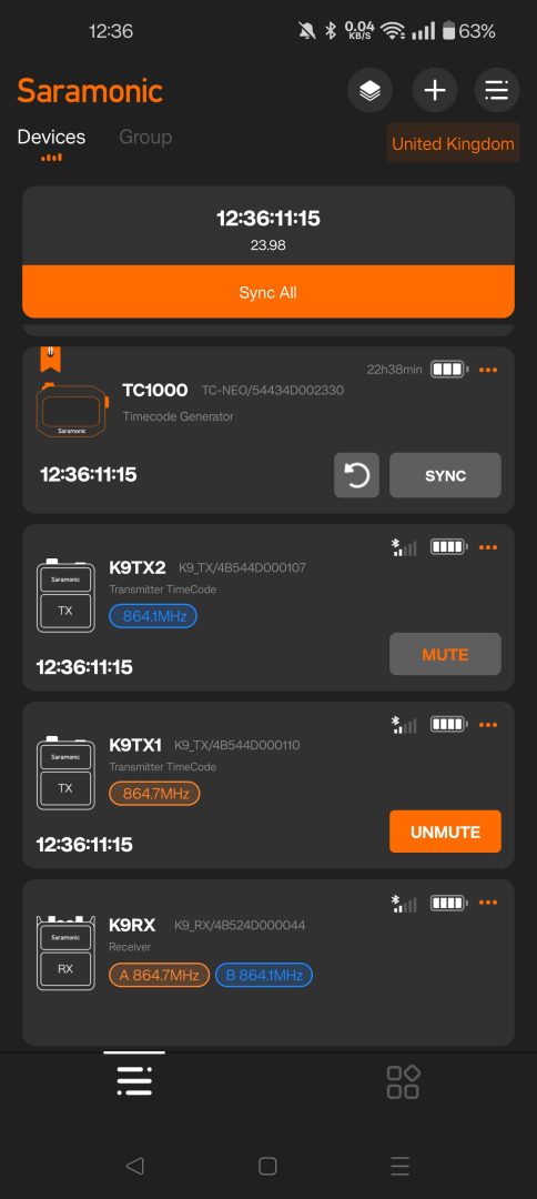 You can also sync Saramonic K9 mics to the TC-NEO using teh app.