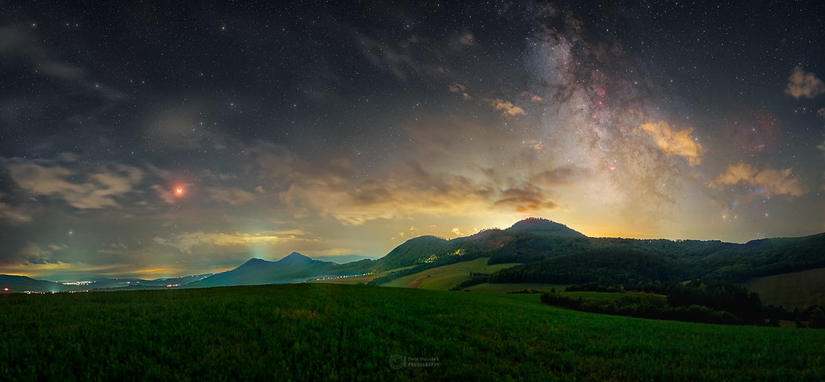 Petr Horalek captured this view of the eclipse and the Milky Way over the Eastern-Slovakia volcanoes
