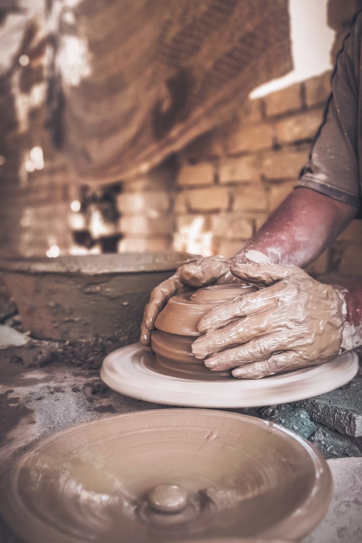A man doing pottery in rural Sindh, Pakistan