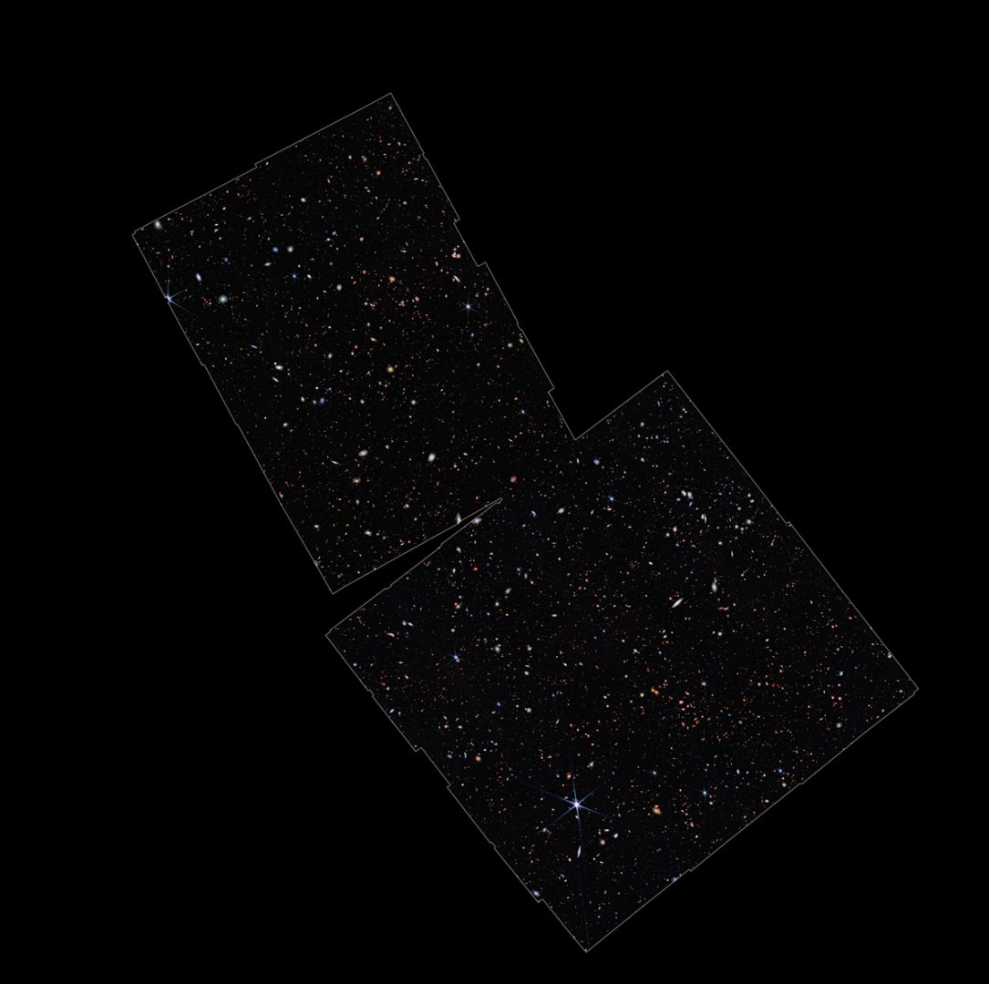 JWST's JADES1 image from 2022. Credit: NASA, ESA, CSA, Mahdi Zamani (ESA/Webb); Science: JADES Collaboration, Brant Robertson (UC Santa Cruz), Sandro Tacchella (Cambridge), Emma Curtis-Lake (UOH), Stefano Carniani (Scuola Normale Superiore)