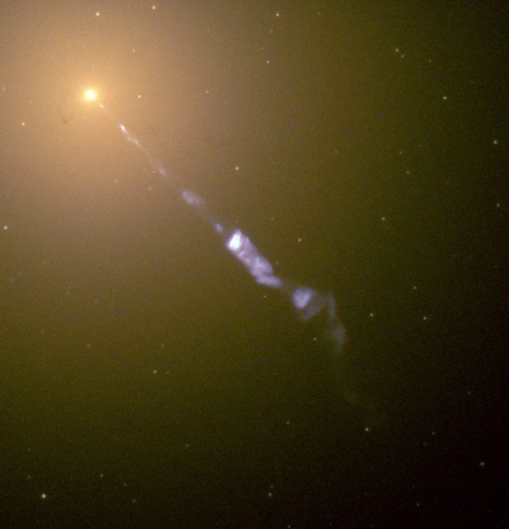 A close-up of the jet coming out of M87's black hole. Credit: NASA and the Hubble Heritage Team (STScI/AURA)