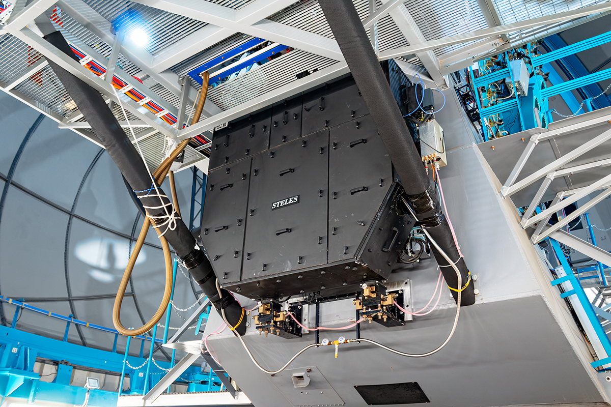 The newly installed SOAR Telescope Echelle Spectrograph (STELES) on the SOAR Telescope. Credit: CTIO/SOAR/NOIRLab/NSF/AURA/J. Fenske