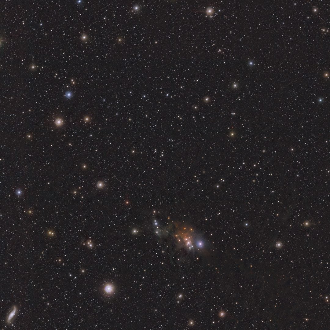 This infrared image, taken with ESO’s Visible and Infrared Telescope for Astronomy (VISTA), shows the position in the sky of the rogue planet Cha 1107-7626. The planet is a dot located exactly at the centre of the frame. Credit: ESO/Meingast et al.
