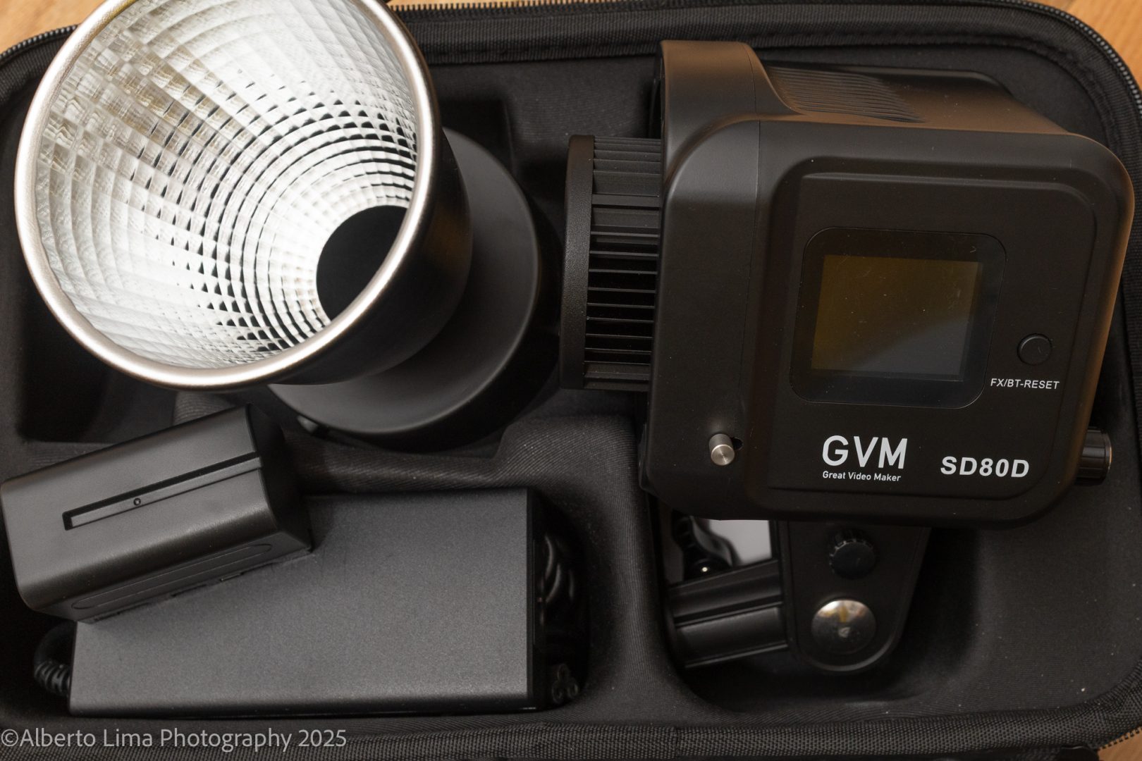 The GVM SD80D lighting kit inside a case.