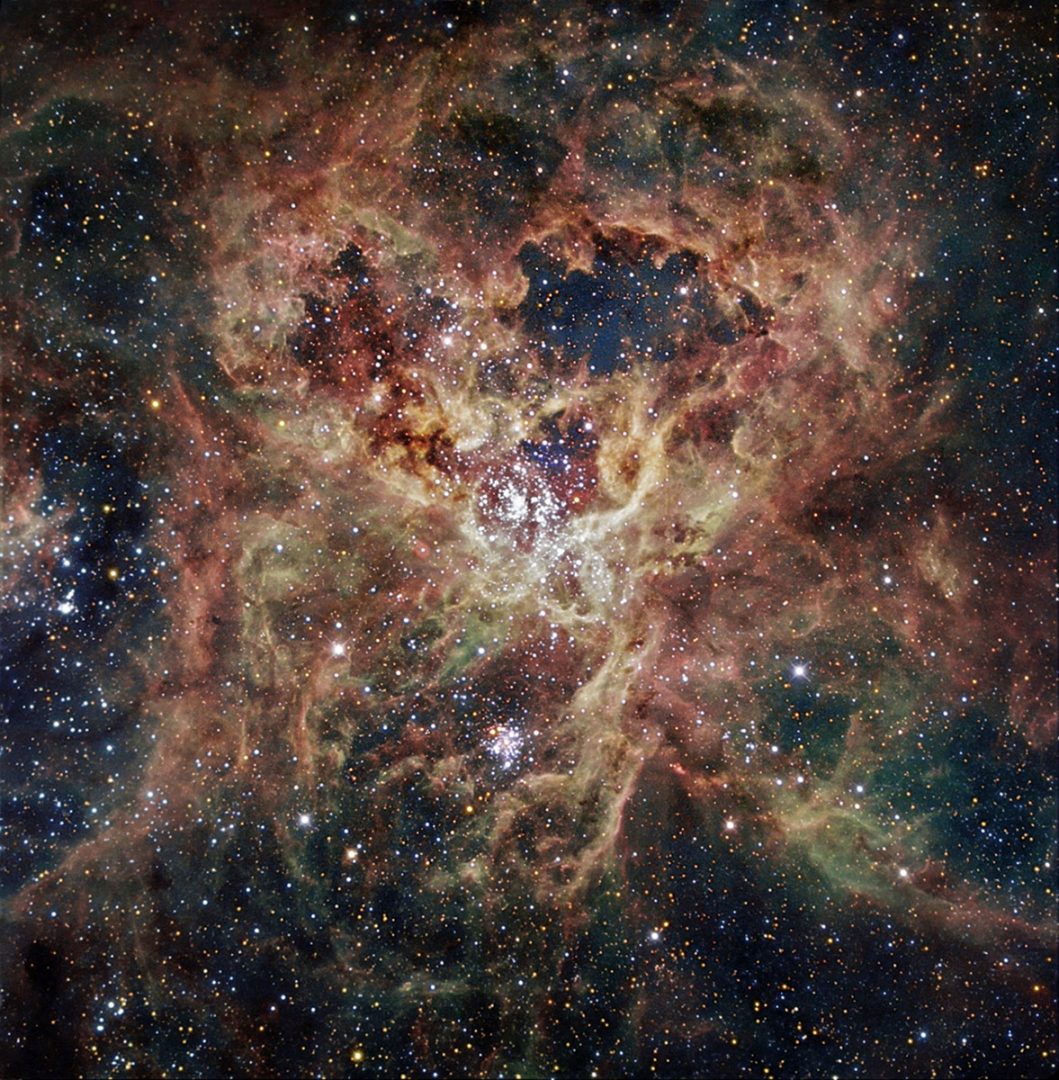 Located inside the Large Magellanic Cloud (LMC), one of our closest galaxies, in what some describe as a frightening sight, the Tarantula Nebula is worth looking at in detail. Credit: ESO/IDA/Danish 1.5 m/R. Gendler, C. C. Thöne, C. Féron, and J.-E. Ovaldsen