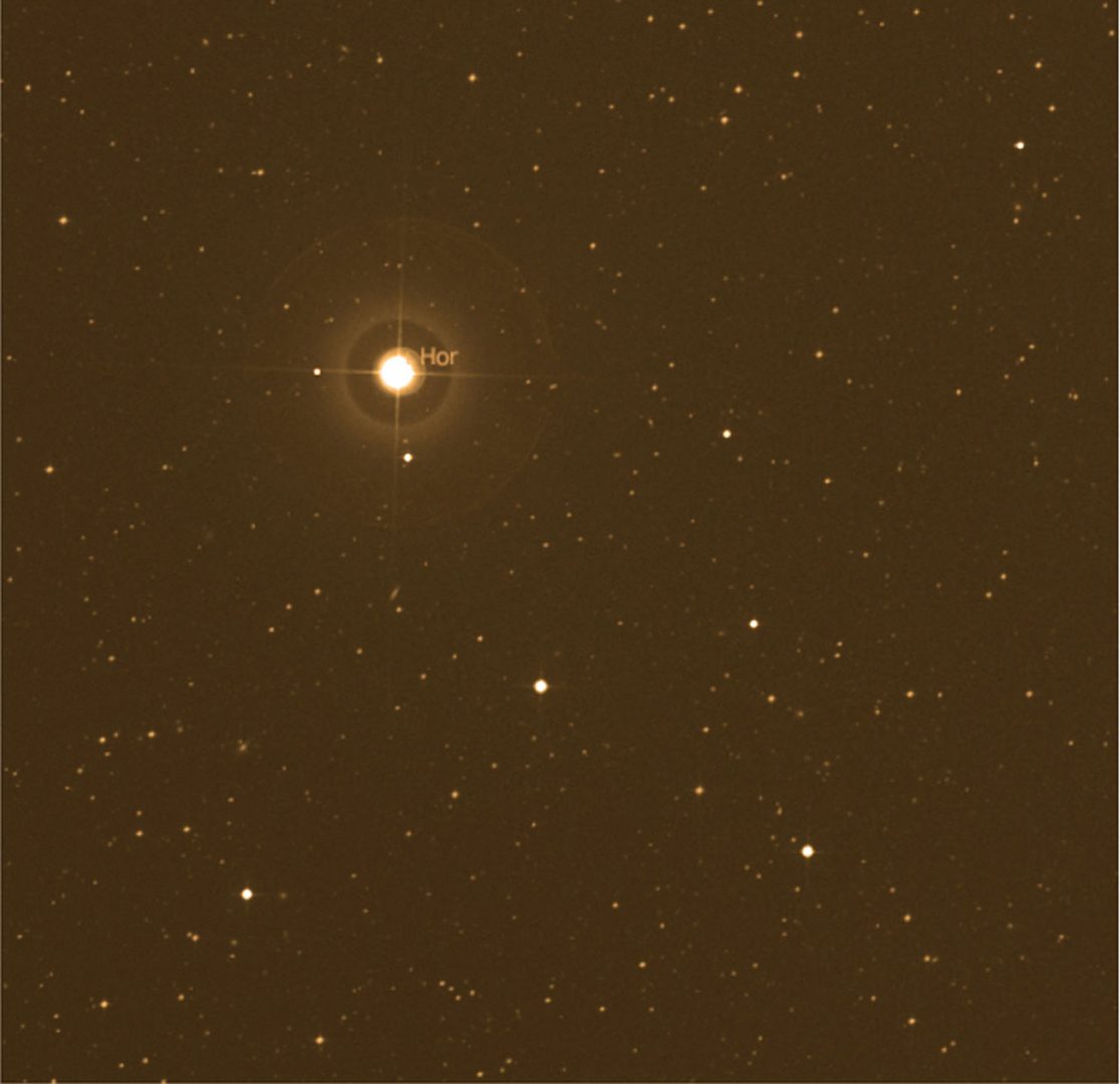 Image of Iota Horologii. Credit: Digitized Sky Survey/VirGO