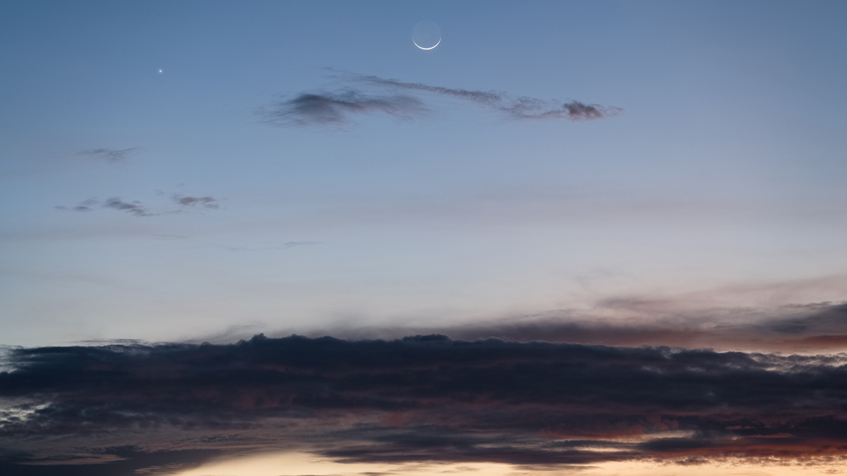 Moon and Jupiter in the twilight sky