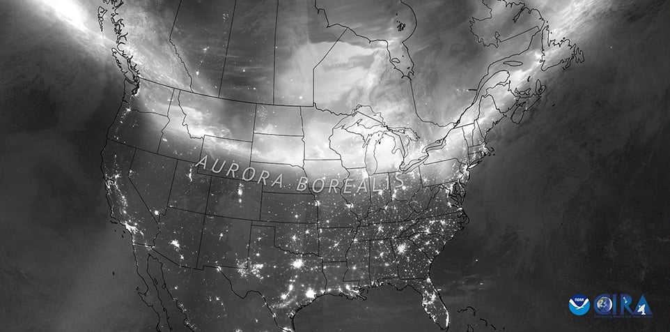 A similar image was captured during a strong geomagnetic storm on May 10-11, 2024. Credit: NOAA