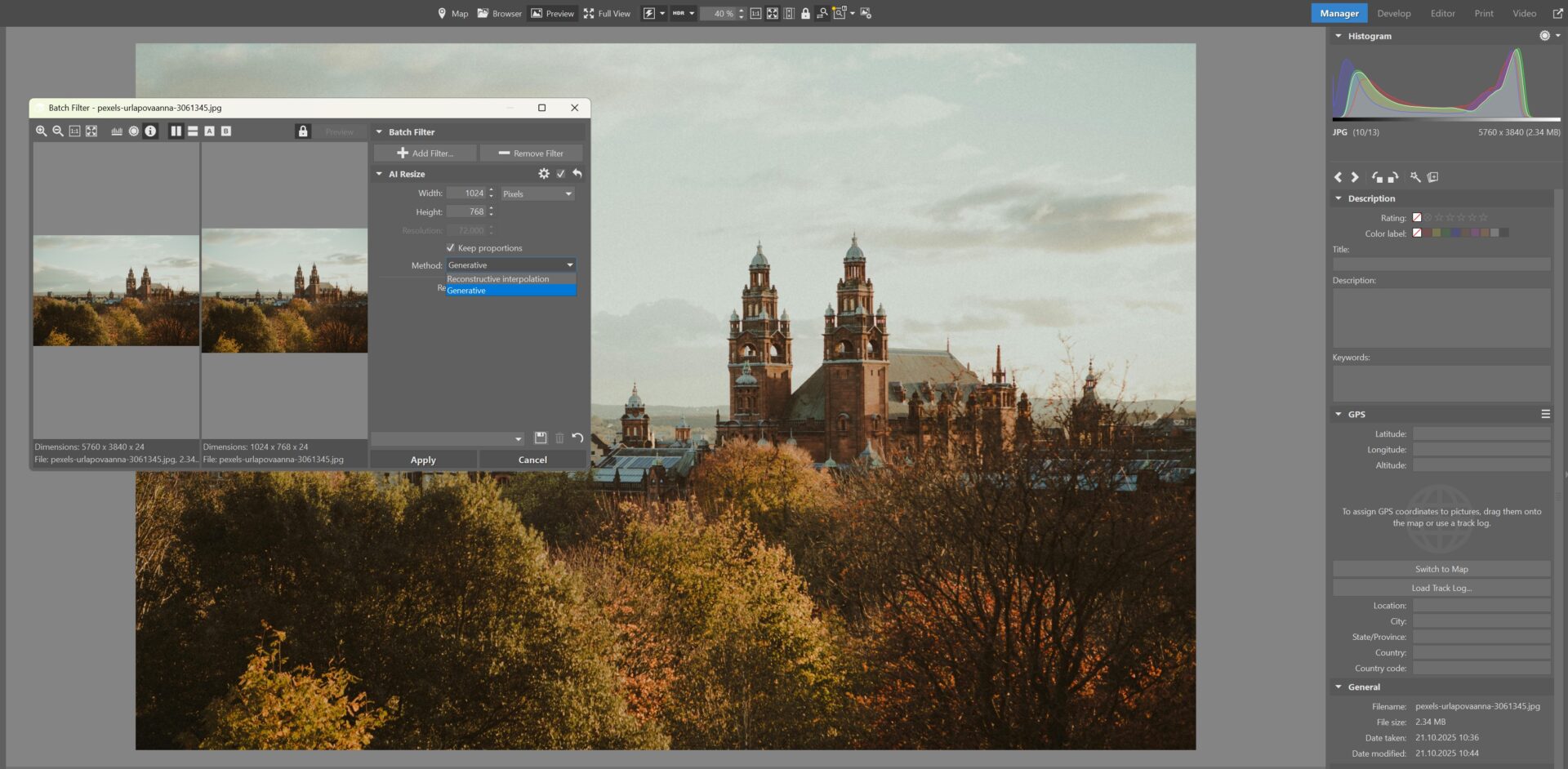 Zoner Studio AI photo editing
