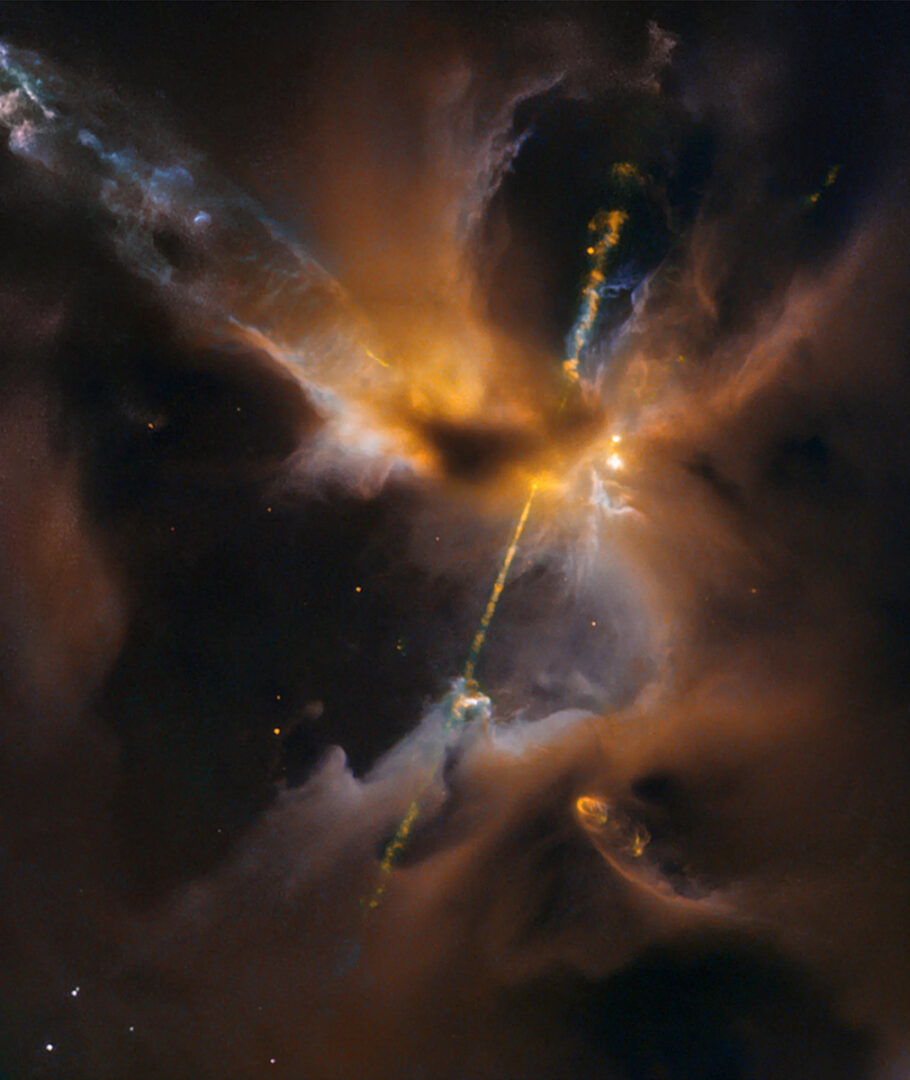 Hubble's earlier observation of stellar jet in the Orion Molecular Cloud. Credit: NASA, ESA
