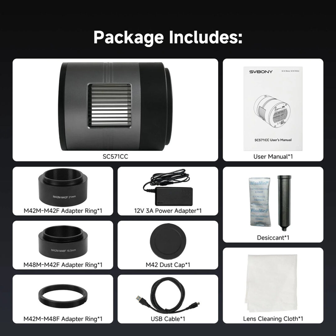 Package contents of Svbony SC571CC
