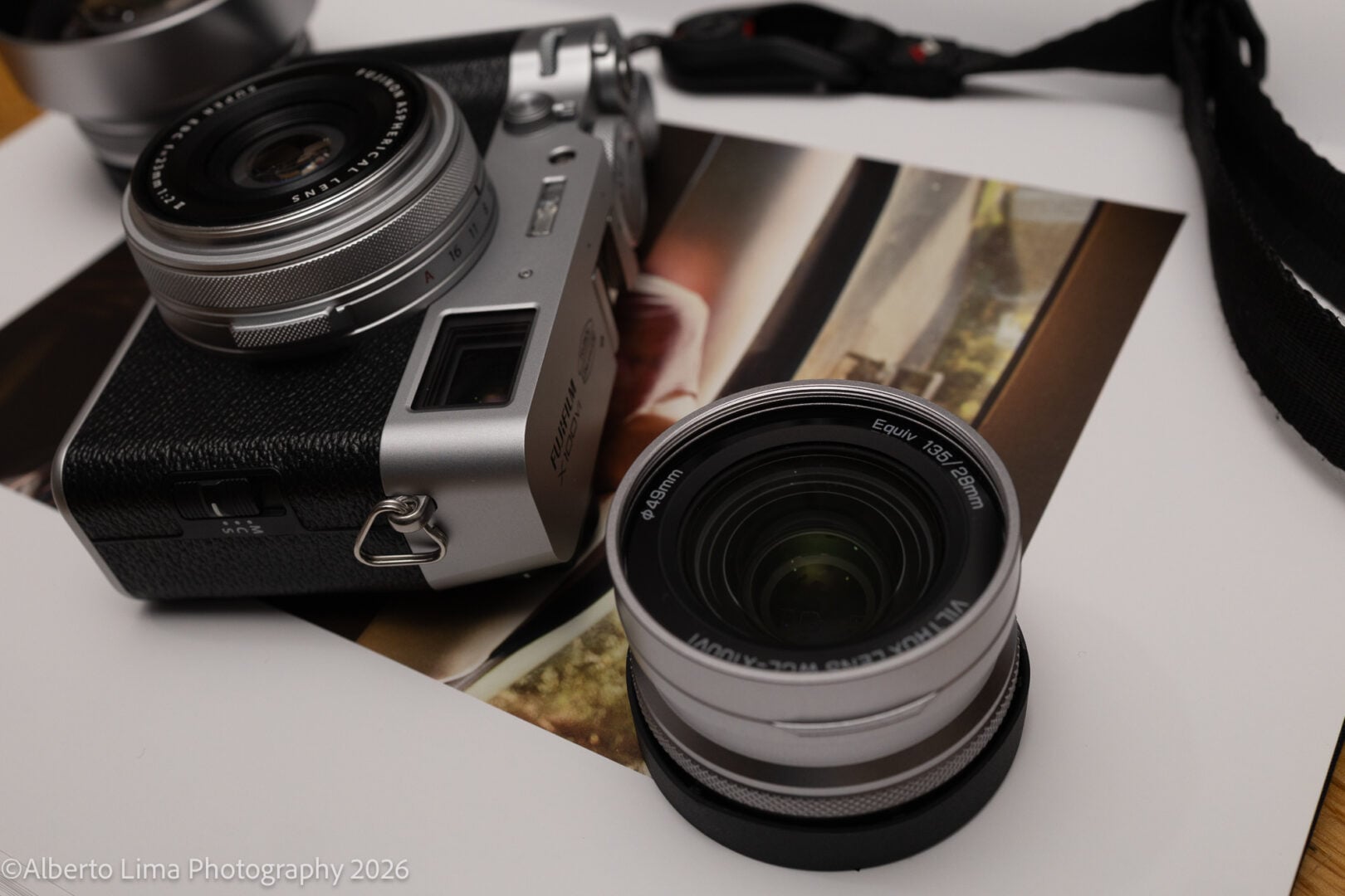A close-up of the Viltrox WCL-X100 Wide-angle Lens Converter for the Fujifilm X100VI