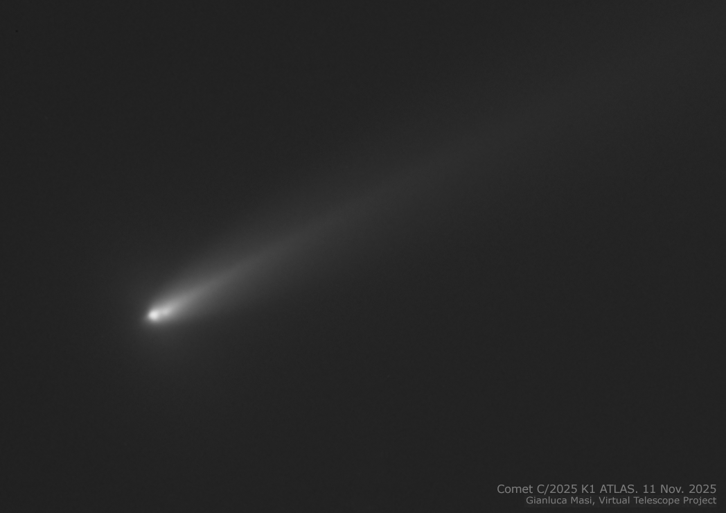 An animation of Comet C/2025 K1 ATLAS from Nov. 11-19, 2025, shows the fragmentation process. Credit: Gianluca Masi/The Virtual Telescope Project