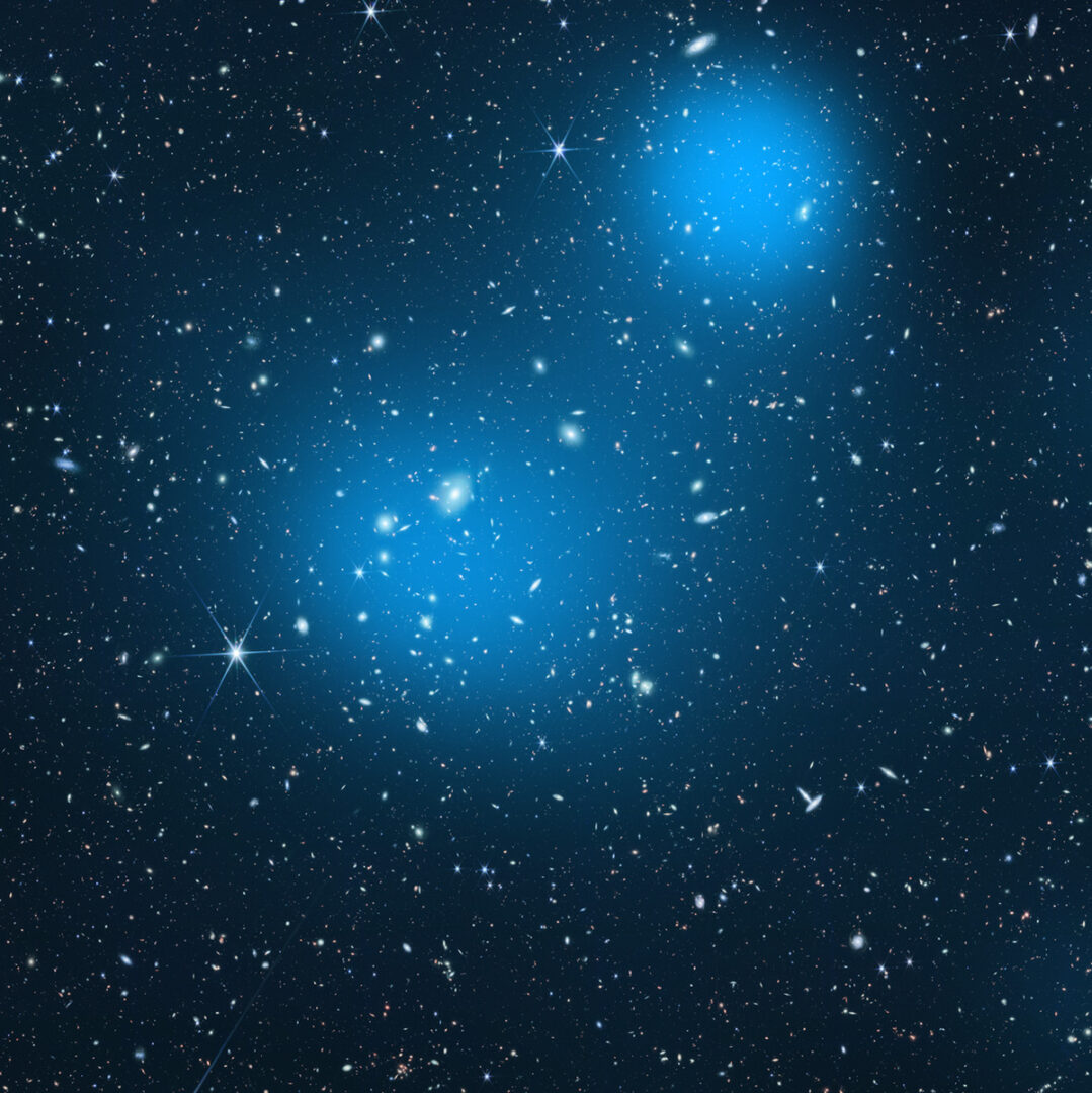 A close-up (cropped) view of dark matter cluster captured by the James Webb Space Telescope. Credit: NASA/STScI/J. DePasquale/A. Pagan