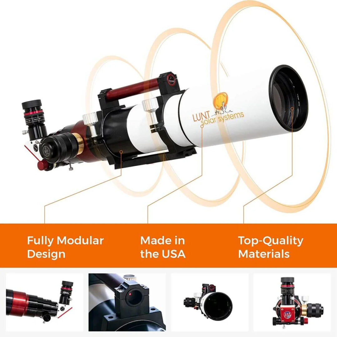 The telescope has an aperture of 70mm for nighttime and 60mm for solar imaging