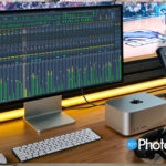 A broadcast workstation featuring Blackmagic Design Fairlight Live software and hardware.