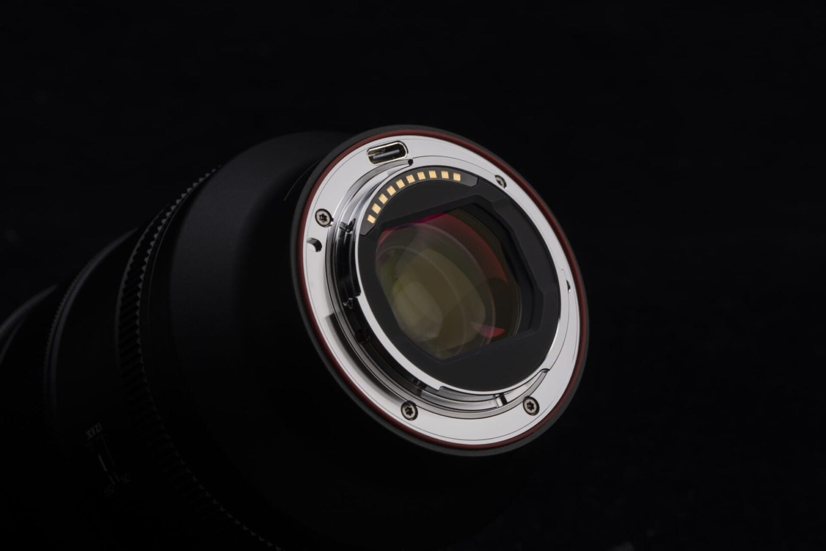 A detailed image of the Viltrox AF 35mm F1.2 LAB N's rear brass mount