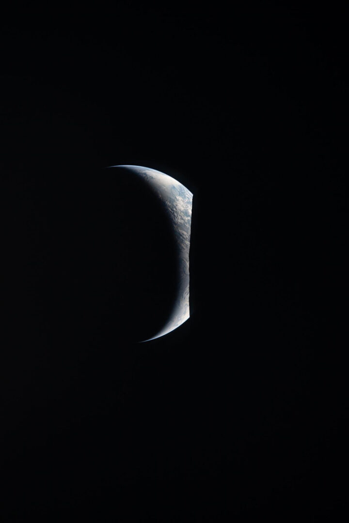 Earthrise captured through the Orion spacecraft window at 7:22 p.m. ET during the Artemis II crew’s flyby of the Moon’s far side. Credit: NASA