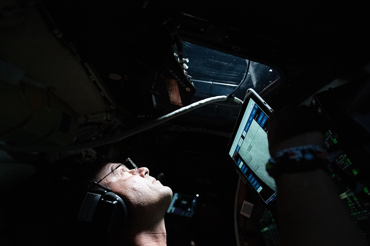NASA astronaut and Artemis II Commander Reid Wiseman taking a moment during the seven-hour lunar observation period. Credit: NASA