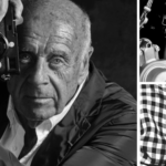 A collage featuring a portrait of Ralph Gibson on the left, a crop of Gibson's BMW Showroom, and a cropped image from Gibson's Light Years series.