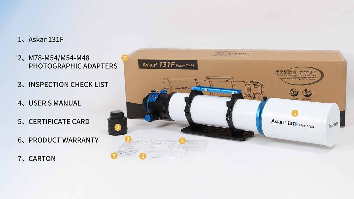Package contents of the telescope