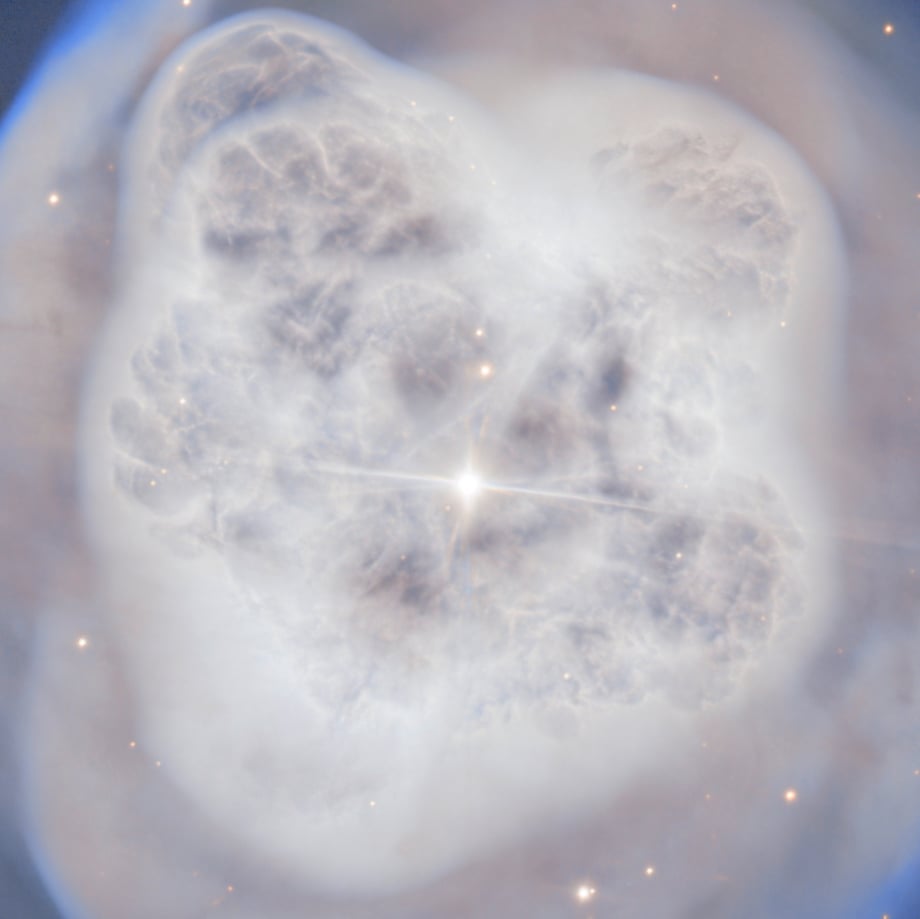 A close-up (cropped) view of the central region of NGC 1514, as captured by the Gemini North observatory. Credit: International Gemini Observatory/NOIRLab/NSF/AURA; Image Processing: J. Miller & M. Rodriguez (International Gemini Observatory/NSF NOIRLab), T.A. Rector (University of Alaska Anchorage/NSF NOIRLab), D. de Martin & M. Zamani (NSF NOIRLab)