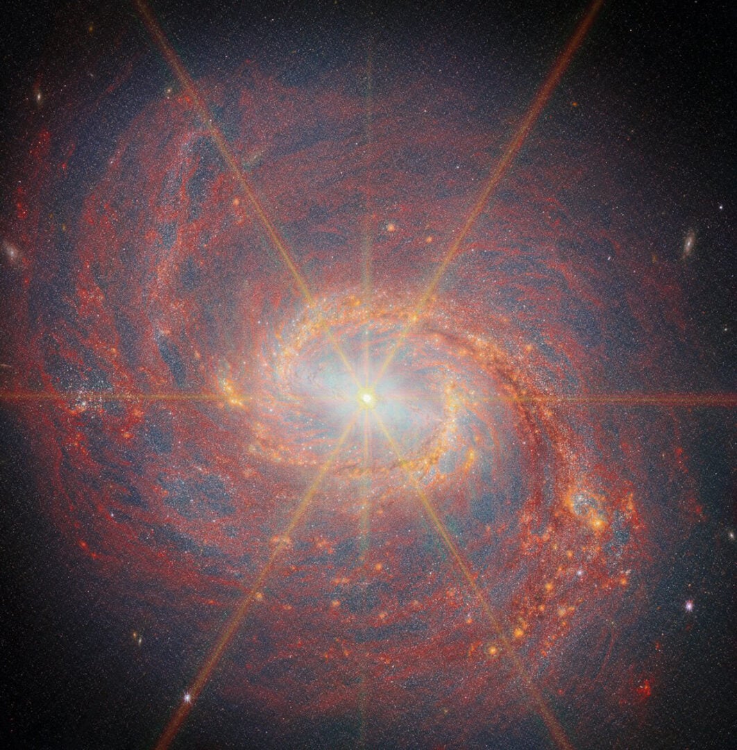 This image of M77 from JWST's NIRCam. Credit: ESA/Webb, NASA & CSA, A. Leroy
