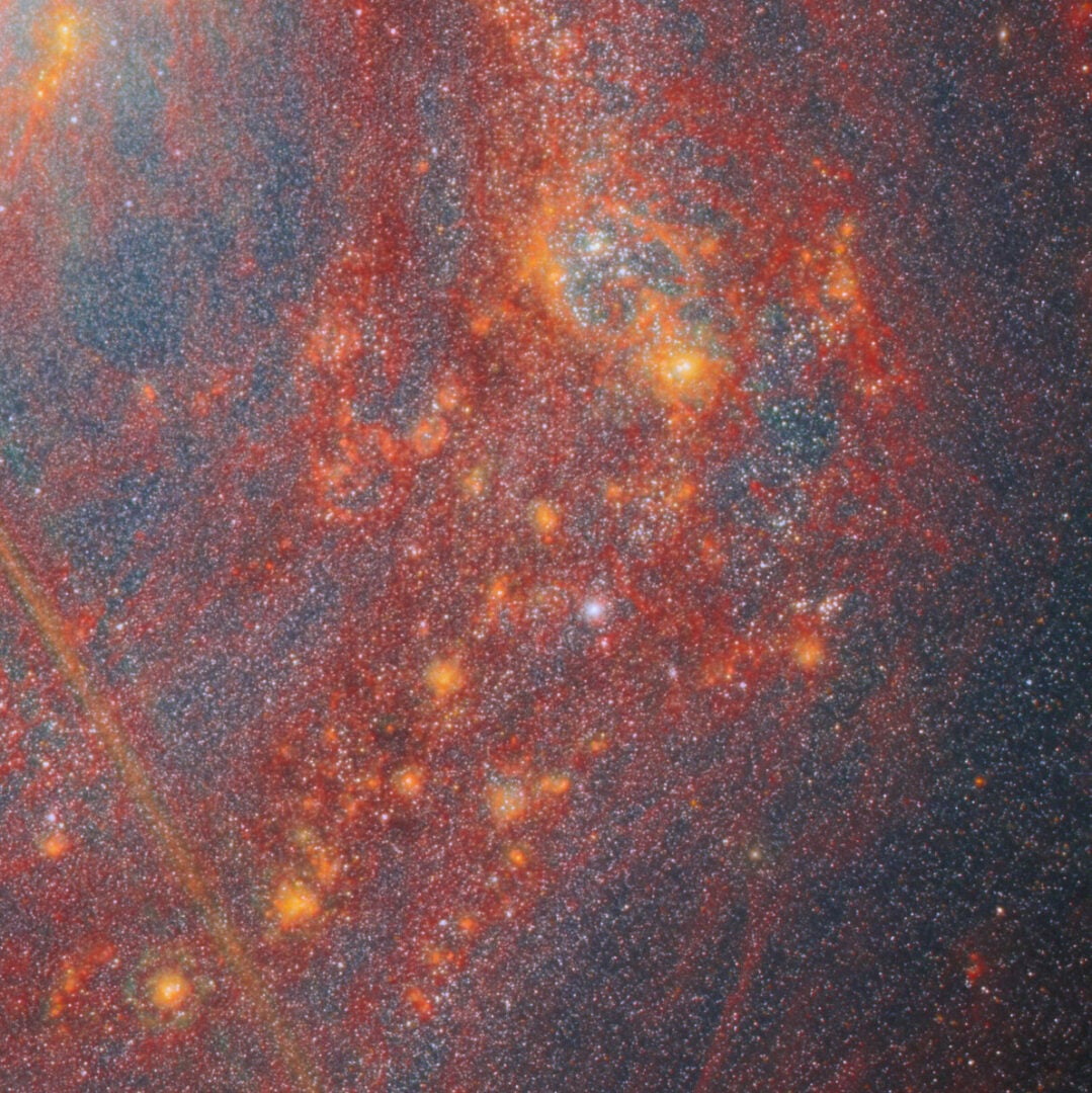 A close-up view of the star-forming regions in M77. Credit: ESA/Webb, NASA & CSA, A. Leroy