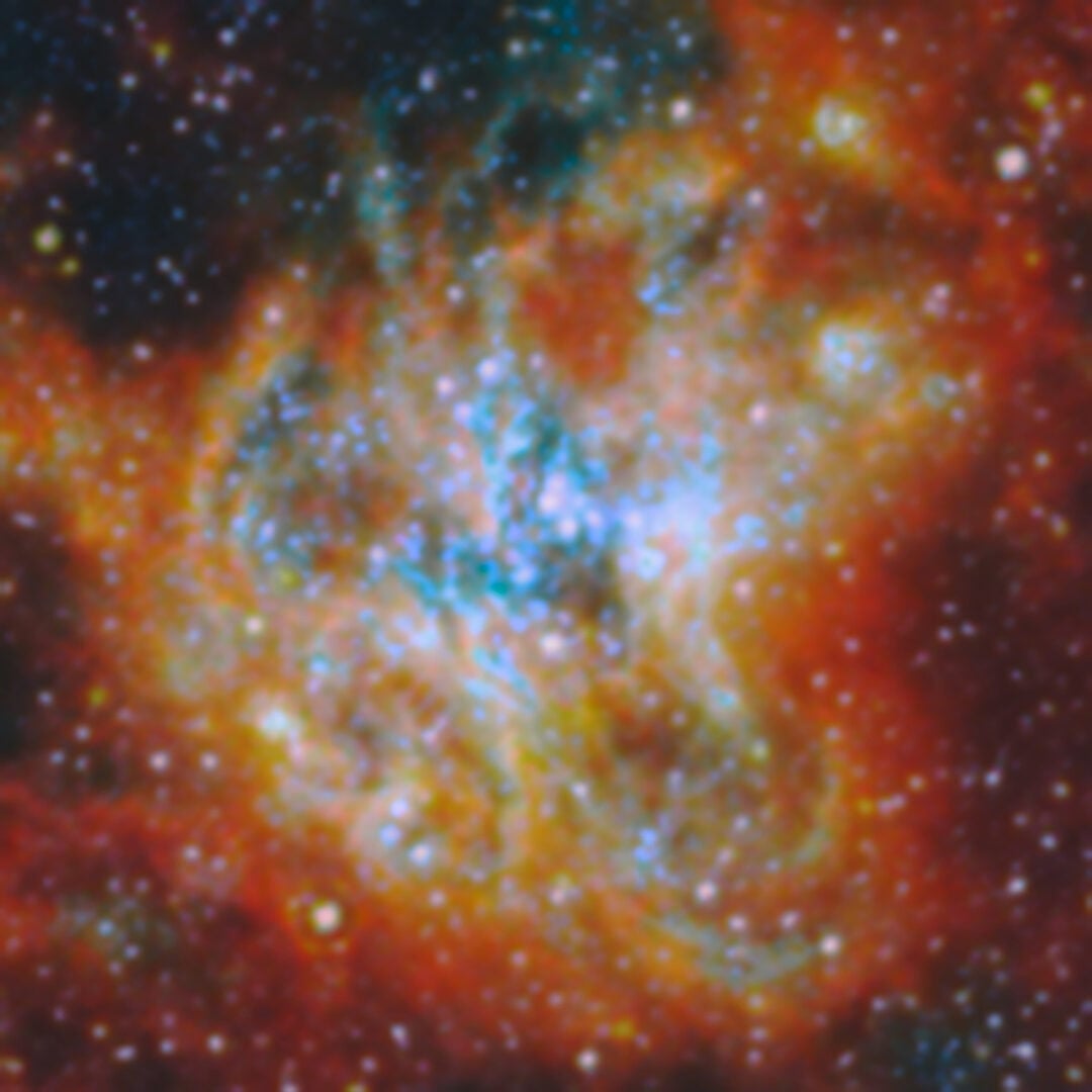 This image shows a star-forming complex in Messier 51 (M51), measuring almost 800 light-years across. Credit: ESA/Webb, NASA & CSA, A. Pedrini, A. Adamo (Stockholm University) and the FEAST JWST team