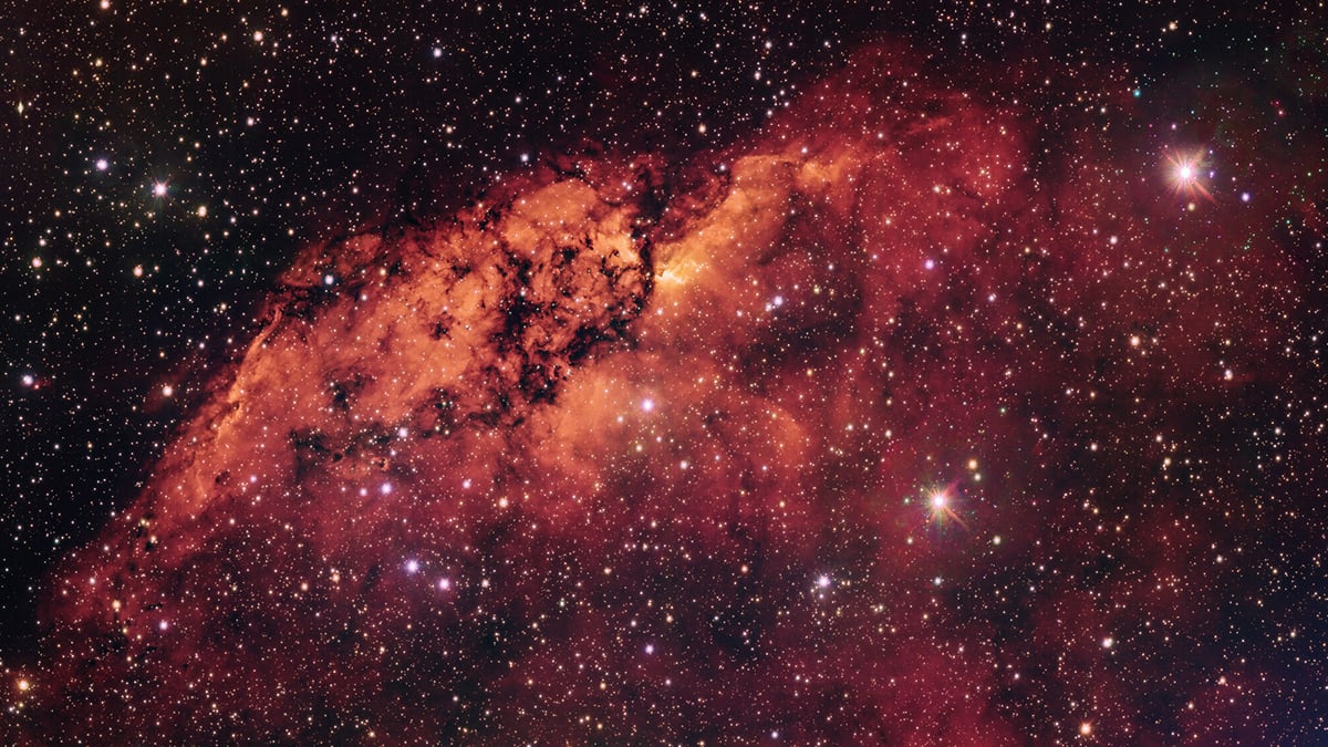 A close-up (cropped) view of the Gum 10 nebula. Credit: ESO/VPHAS+ team