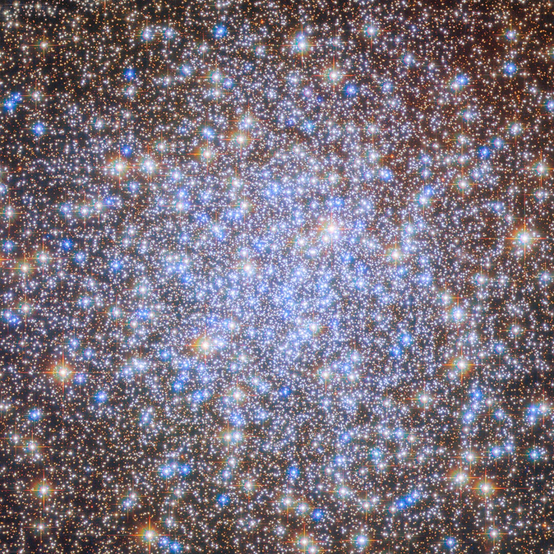 A close-up (cropped) view of the core of the Chandelier Cluster in Hubble's image. Credit: ESA/Hubble & NASA, A. Sarajedini, G. Piotto