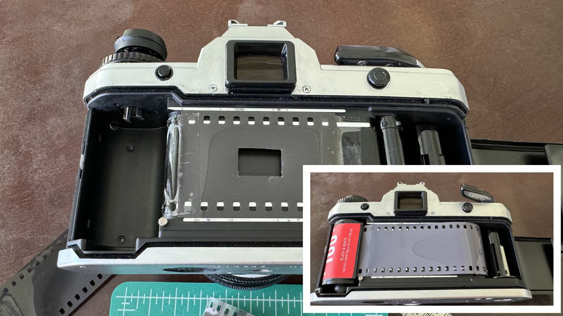 Installed mask and loaded film
