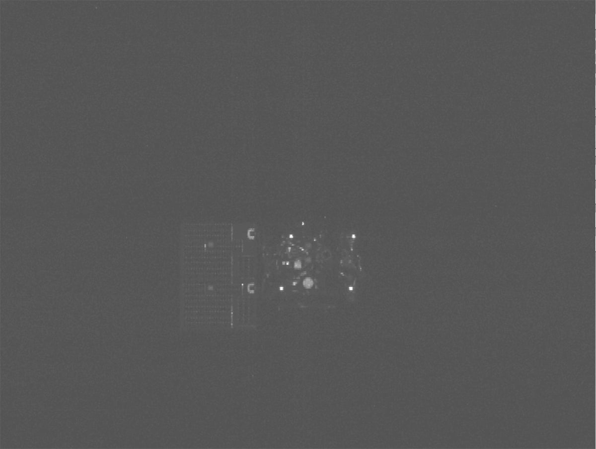 Proba-3's Coronagraph spacecraft was captured by the narrow-angle camera onboard the Occulter spacecraft during the first formation flight since the mission's recovery in March. Credit: ESA