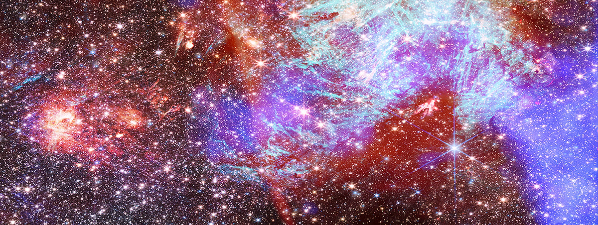 Sagittarius C, a close-up image adding NASA’s James Webb Space Telescope data to the X-ray and radio data. Credit: X-ray: NASA/CXC/UCLA/Z. Zhu et al.; ESA/XMM-Newton; Optical: PanSTARRS; Radio: MeerKAT; Infrared (JWST): NASA/ESA/CSA/STScI; Image Processing: NASA/CXC/SAO/L. Frattare and P. Edmonds