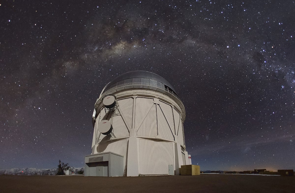The Víctor M. Blanco 4-meter Telescope dome appears under the Milky Way at Cerro Tololo Inter-American Observatory. Credit: CTIO/NOIRLab/NSF/AURA/D. MunizagaThe Víctor M. Blanco 4-meter Telescope dome appears under the Milky Way at Cerro Tololo Inter-American Observatory. Credit: CTIO/NOIRLab/NSF/AURA/D. Munizaga