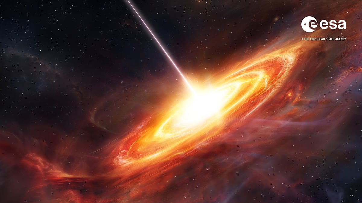 Artist’s concept of an ancient quasar. Credit: ESA