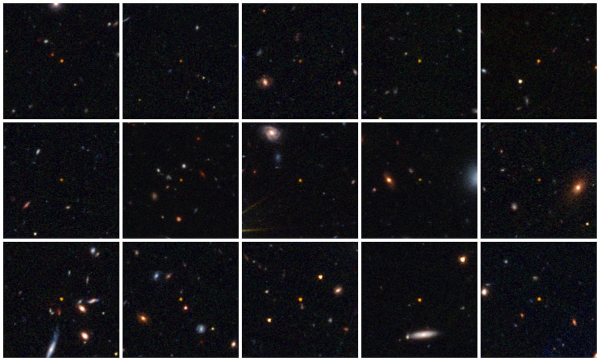 This collage shows 15 of the 31 newly discovered quasars by the European Space Agency’s Euclid space telescope. Credit: ESA/Euclid/Euclid Consortium/NASA, image processing by the Euclid Science Ground Segment and Antoine Basset (CNES)