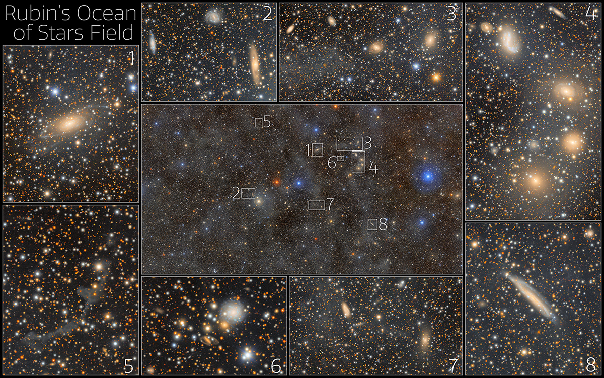 Excerpts from the "Ocean of Stars" image. Credit: NSF–DOE Vera C. Rubin Observatory/NOIRLab/SLAC/AURA