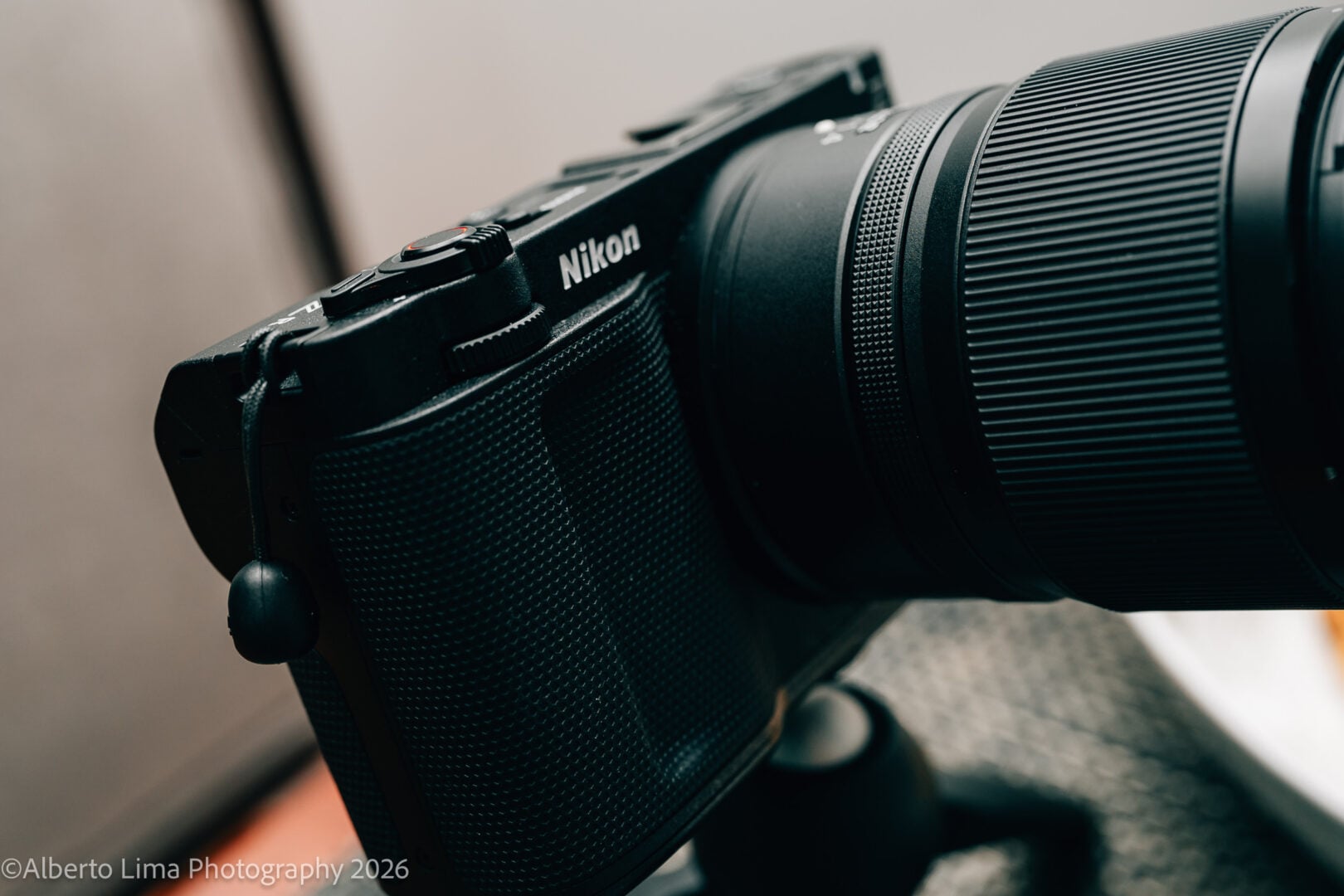 A Nikon ZR with the Nikon 50mm F1.4 on a desktop tripod.