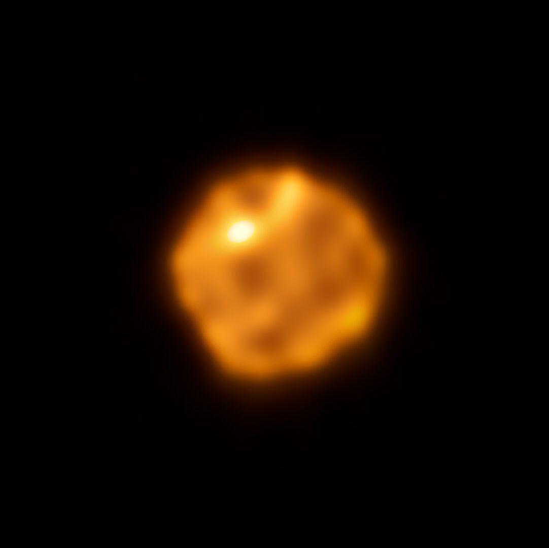 New ALMA observations reveal one of the most detailed views yet of the surface of Betelgeuse, the famous orange star in the constellation of Orion, 600 light-years away. Credit: ALMA(ESO/NAOJ/NRAO)/W. Dent et al.