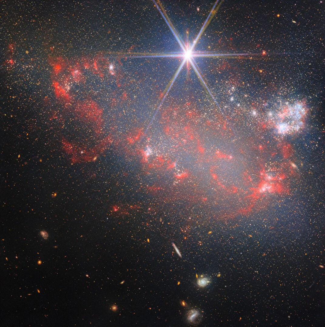 James Webb Space Telescope recently captured this image of an irregular galaxy, ARP 263. Credit: ESA/Webb, NASA & CSA, A. Leroy