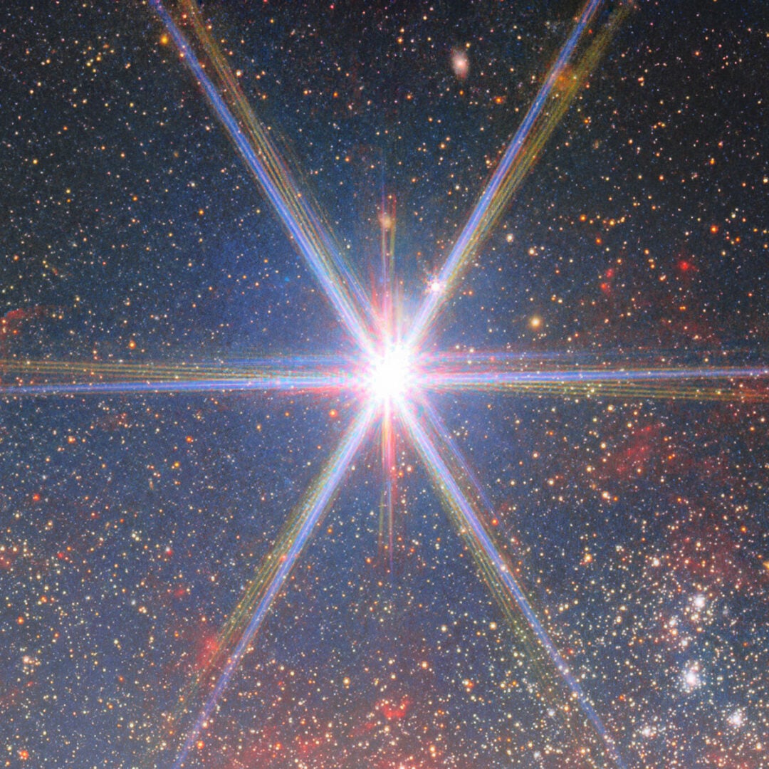 The bright star BD+17 2217 in JWST's image. Credit: ESA/Webb, NASA & CSA, A. Leroy