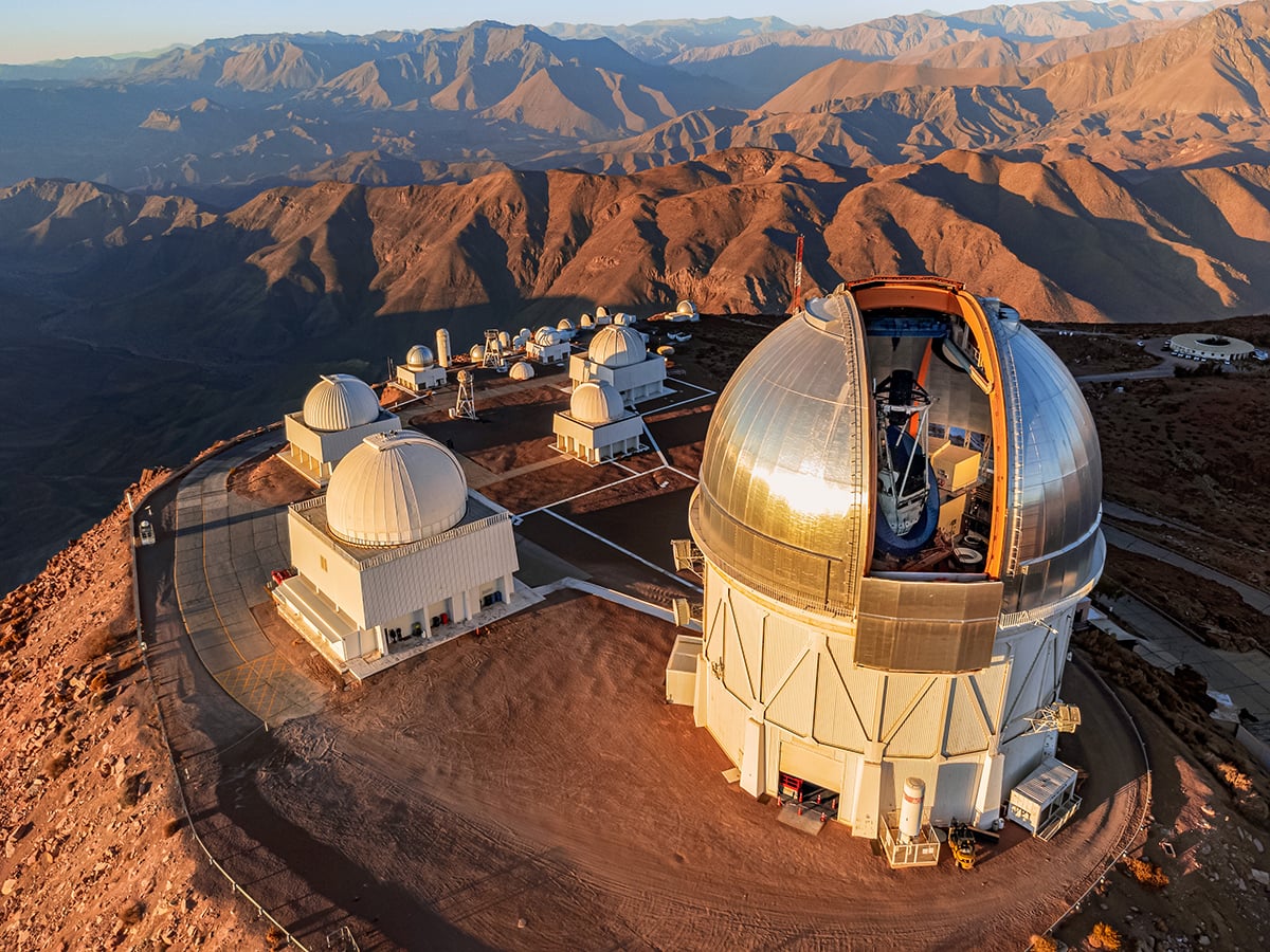 Pictured in this aerial image is the Víctor M. Blanco 4-meter Telescope (foreground). Credit:
