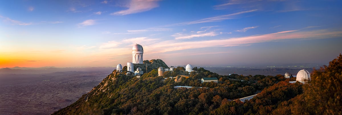The sunset colors stretch across the sky above the U.S. National Science Foundation Kitt Peak National Observatory (KPNO). The largest telescope in this image is the NSF Nicholas U. Mayall 4-meter Telescope. Credit: KPNO/NOIRLab/NSF/AURA/P. Horálek (Institute of Physics in Opava)