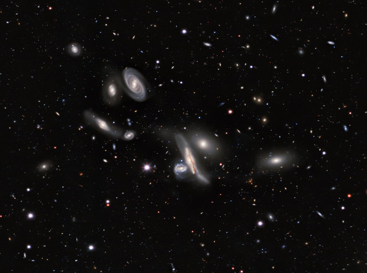 A group of galaxies nicknamed the Copeland Septet, in the constellation of Leo. Credit: DESI Legacy Imaging Surveys/LBNL/DOE & KPNO/CTIO/NOIRLab/NSF/AURA
