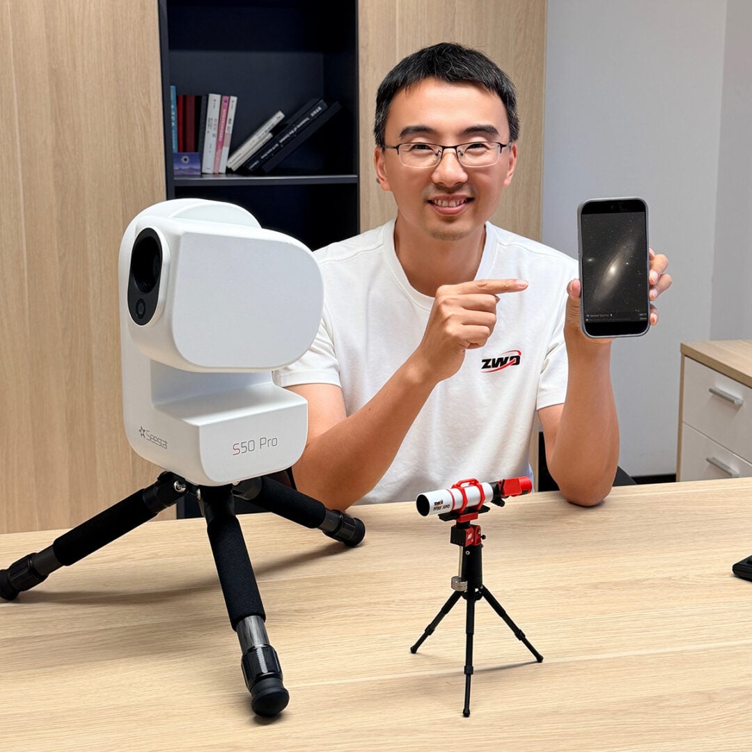 ZWO CEO Sam Wen with the new Seestar S50 Pro