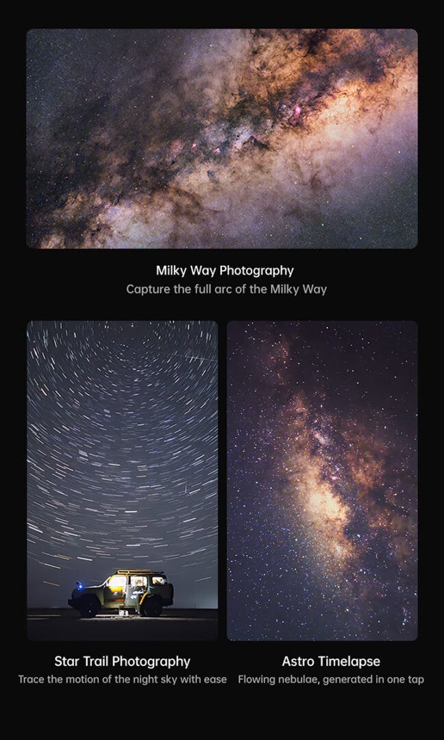 The wide-angle camera allows for nightscape photography