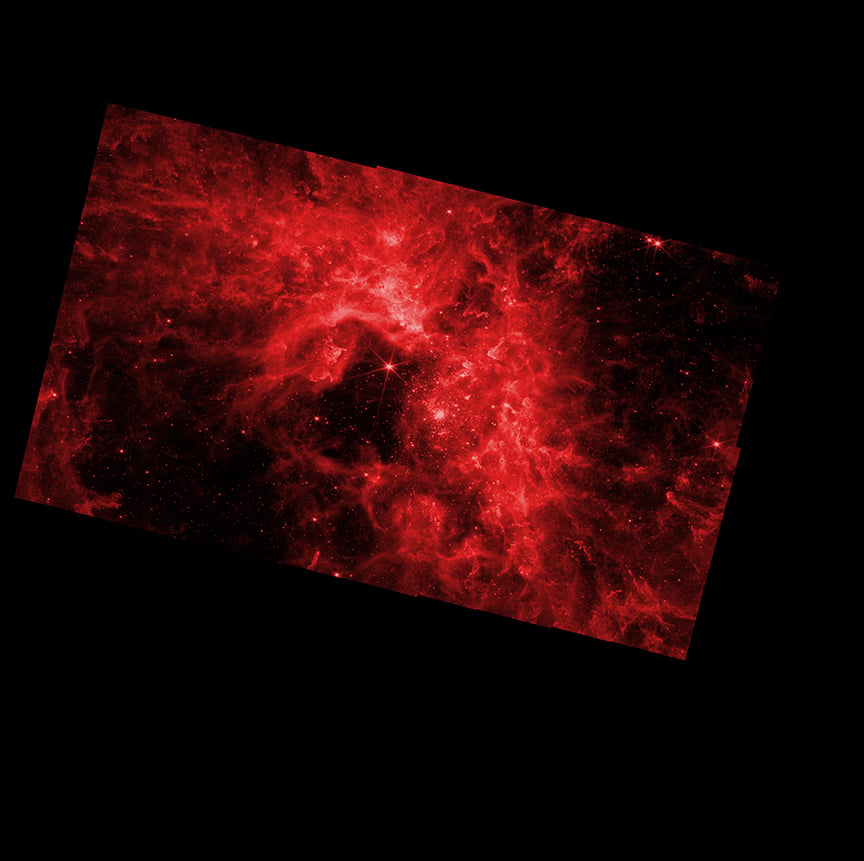 The infrared image of the Tarantula Nebula, captured by the James Webb Space Telescope. Credit: NASA/ESA/CSA/STScI