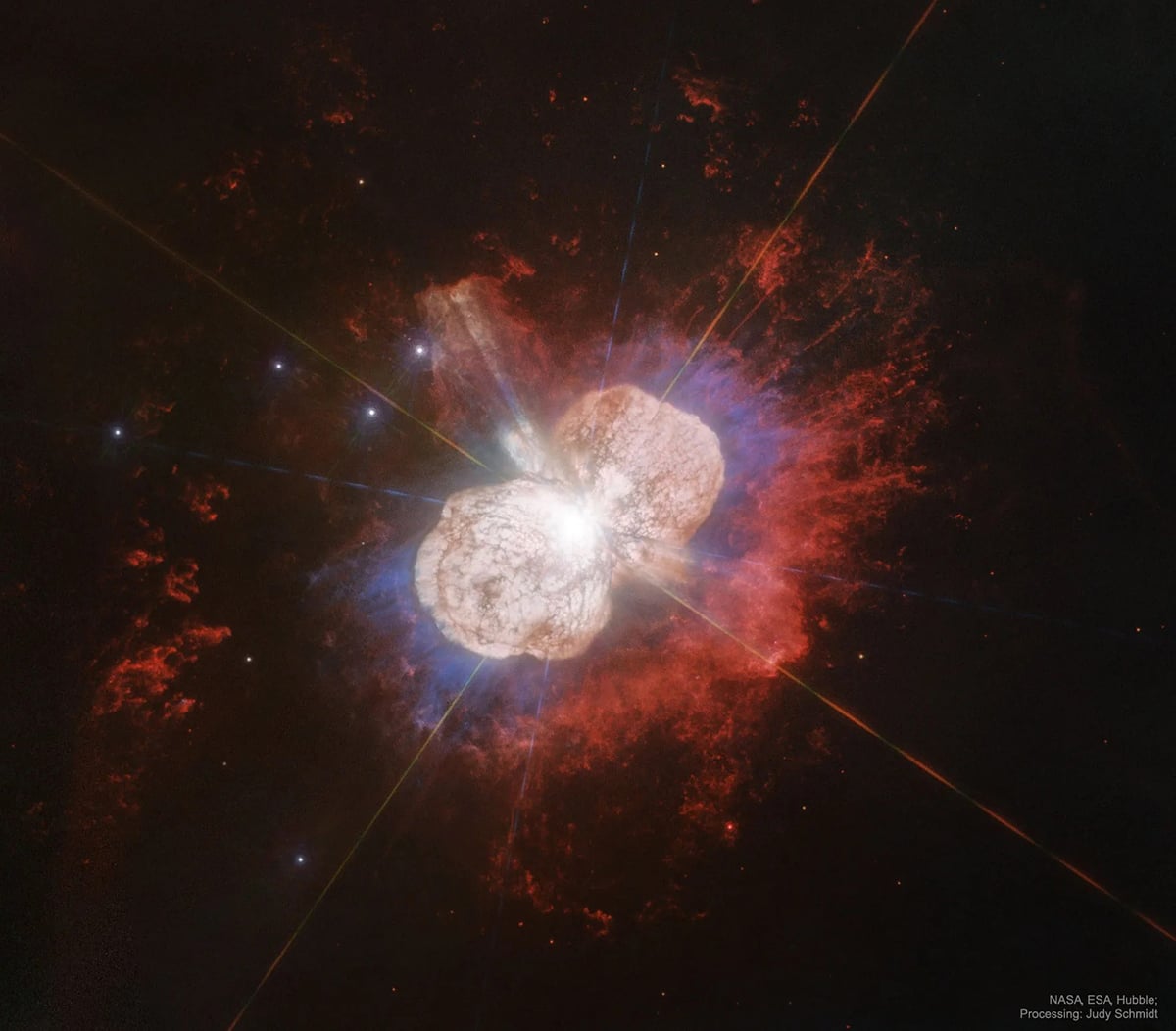 Hubble's image of Eta Carinae. Credit: NASA, ESA, Hubble; Processing & License: Judy Schmidt